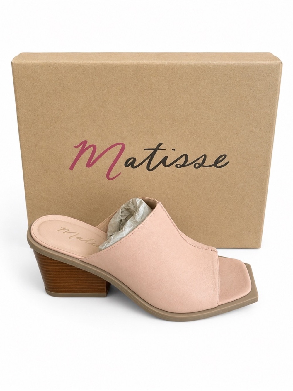 Matisse Lillie Blush Pink Open-Toe Block Heel Mule NIB 8 Med